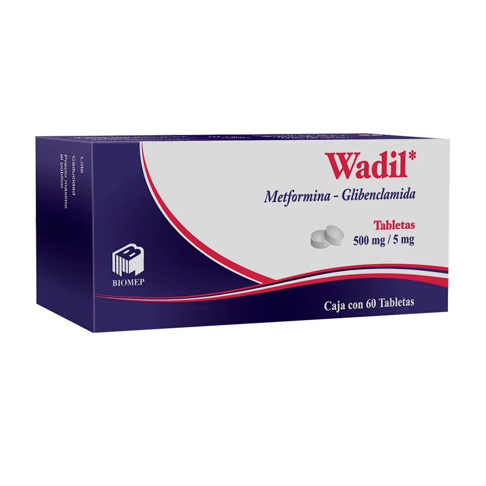 Metformina Glibenclamida Wadil 500 / 5 Mg Con 60 Tabletas