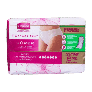 Toallas Sanitarias Depend Femenina Super con 8 pz