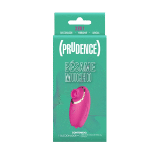 Prudence Bésame Mucho, 3 funciones, Succionador, Vibrador y Lengua, Caja con 1 pieza, 1 condón y 1 Sobre de lubricante íntimo 5ml